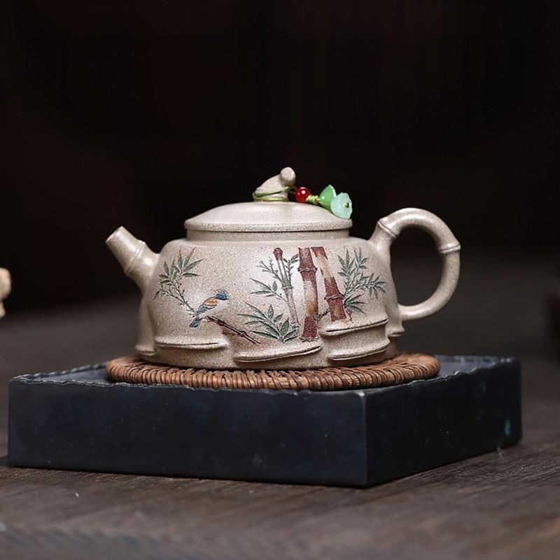 

250ml Chinese Creative Yixing Purple Clay Teapot Handmade Bamboo Leaf Tea Pot Raw Ore White Duan Mud Kettle Zisha Tea Set