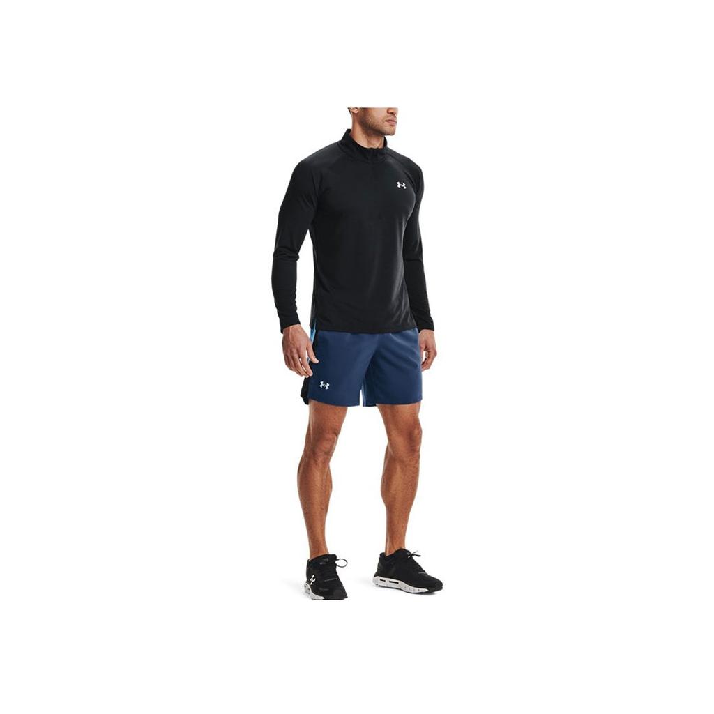 Under Armour 1/2 Zip Running Sports T-Shirt Men Tops Black 1361474-001