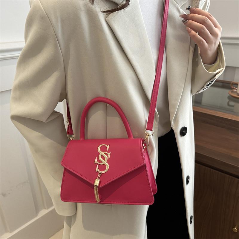 Trendy Elegant Faux Leather Tassel Handheld Small Square Bag For Women In Various Colors