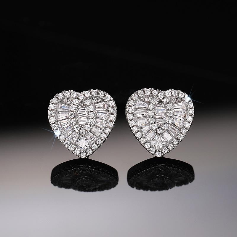 

Люблю украшения для женщин, Изысканные серьги с микро-инкрустацией цирконами, Популярные серьги для леди в форме сердца