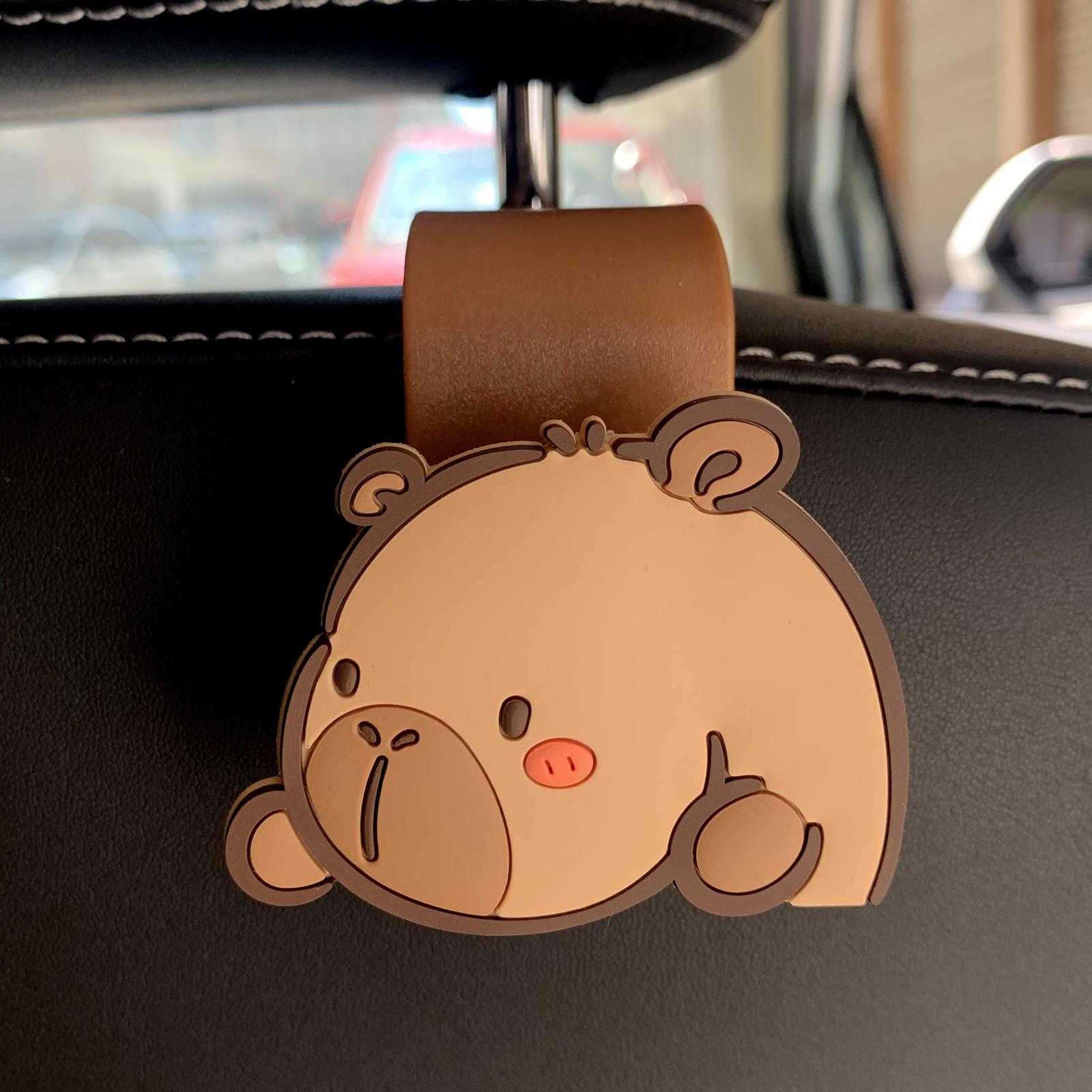 

Cute Cartoon Car Seat Back Hook - ABS Resin, Multi-Functional Rear Backrest Decorative Accessory for Vehicle Interior One Size коричневый