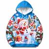 merry christmas cartoon funny Santa claus hoodie for men 3D print neon pattern Hooded Sweatshirt holiday gift fashion casual
