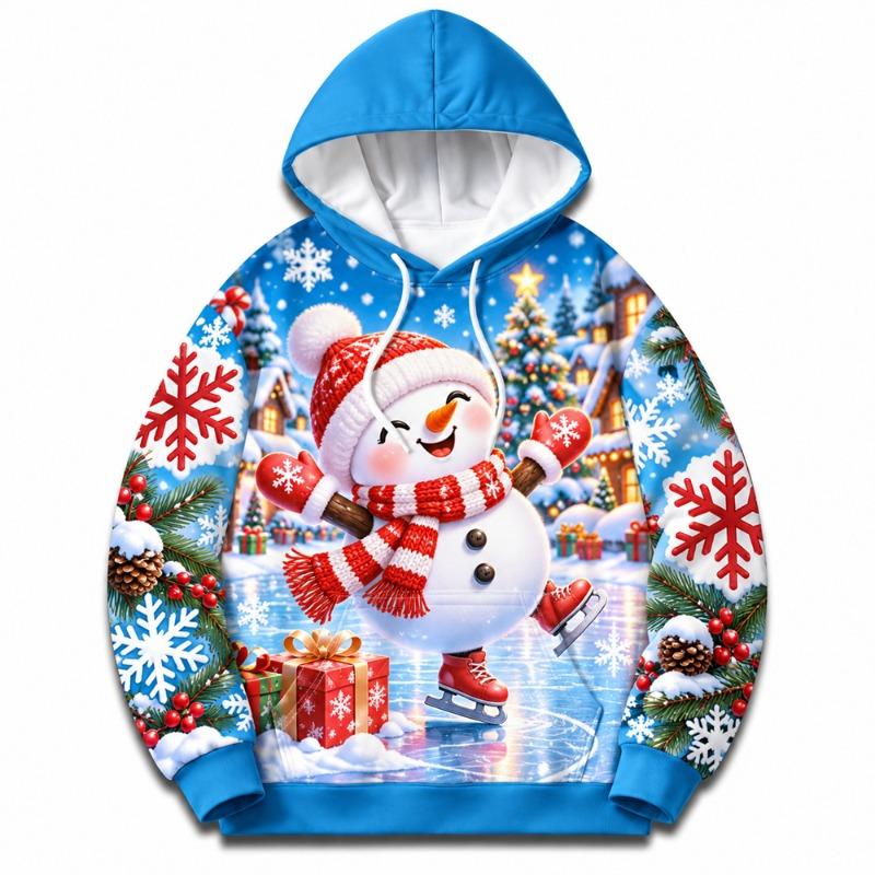 merry christmas cartoon funny Santa claus hoodie for men 3D print neon pattern Hooded Sweatshirt holiday gift fashion casual