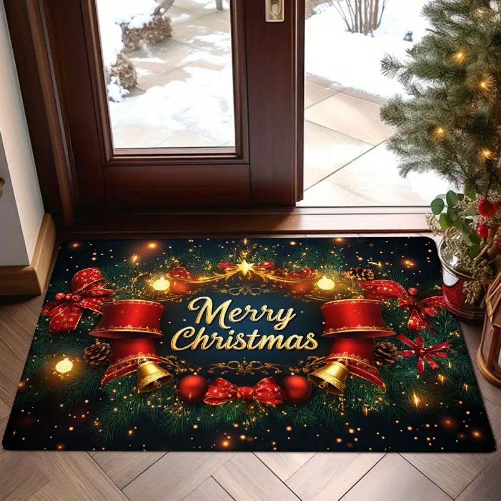 VIKAMA Christmas Entrance Floor Mat for Front Door Bathroom Kitchen Floor Mat Entrance Welcoming Carpet Holiday Home Decoration
