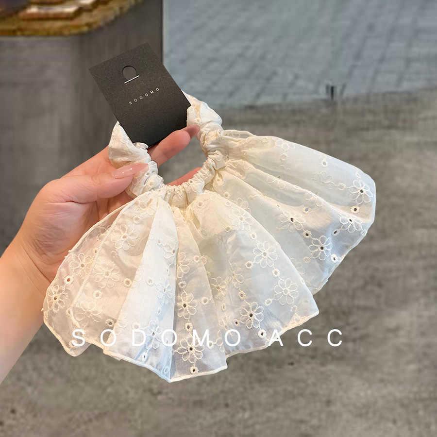 Korean Lace Milky White Hair Tie: Girly Style Ponytail & Bun Accessory