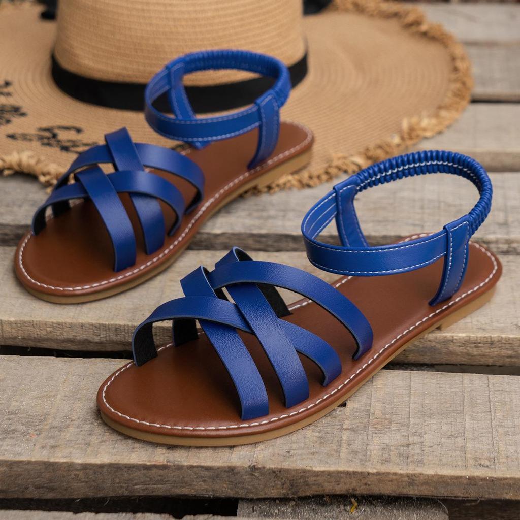 Women's Breathable Elastic Band Cross Strap Roman Sandals