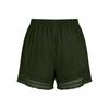 Women’s High Waist Elastic Shorts with Crochet Lace Trim Loose Fit Lightweight Summer Casual Shorts with Pockets