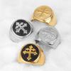 Catholic Lorraine Cross Joan of Arc Stainless Steel Mens Rings Amulet For Male Boyfriend Biker Jewelry Creativity Gift Wholesale 3