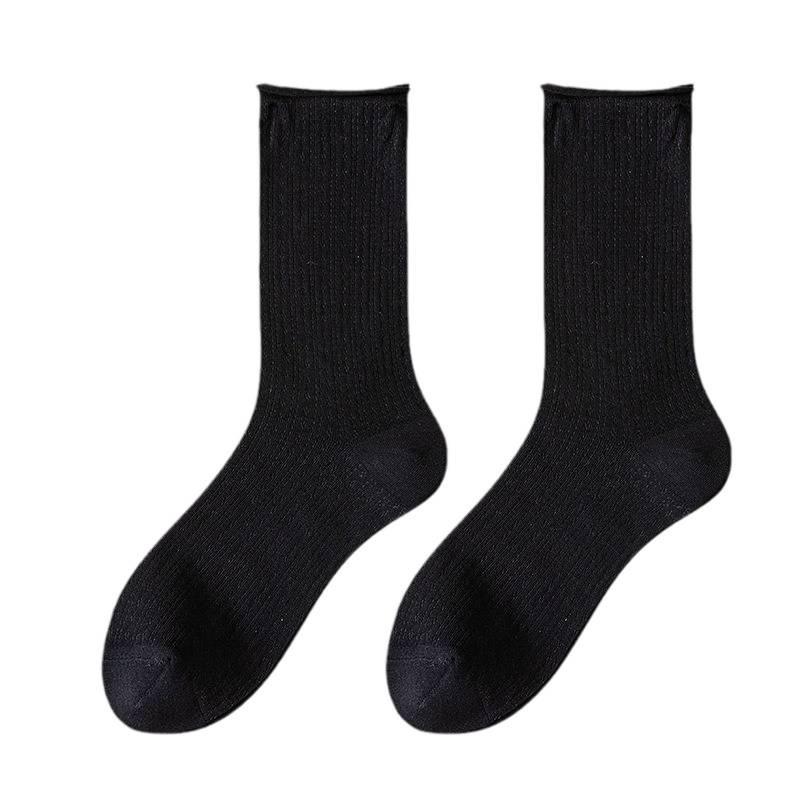 Women's Korean-Style Ruffle Mesh Maternity Socks - Breathable Cotton, Mid-Calf, Loose Cuff, Summer Socks