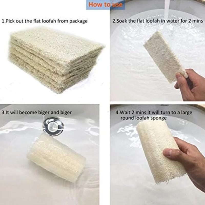 Organic Loofahs Exfoliating Scrubber Natural Luffa Body Wash Sponge Remove Dead Skin 6 Pack Made Soap