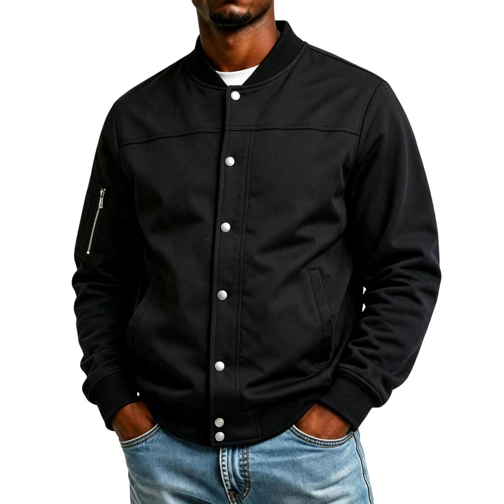 Men's Baseball Jacket Zip-Up Long Sleeve Casual Fall Winter Outerwear