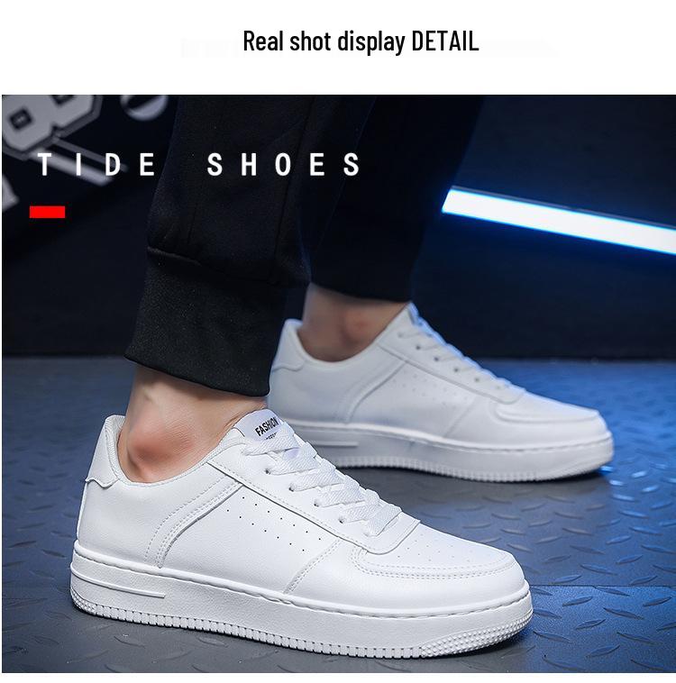 2025 Summer Men's Breathable White Skate Shoes - Trendy, Versatile, Thick Sole, Casual Sports Footwear for Students