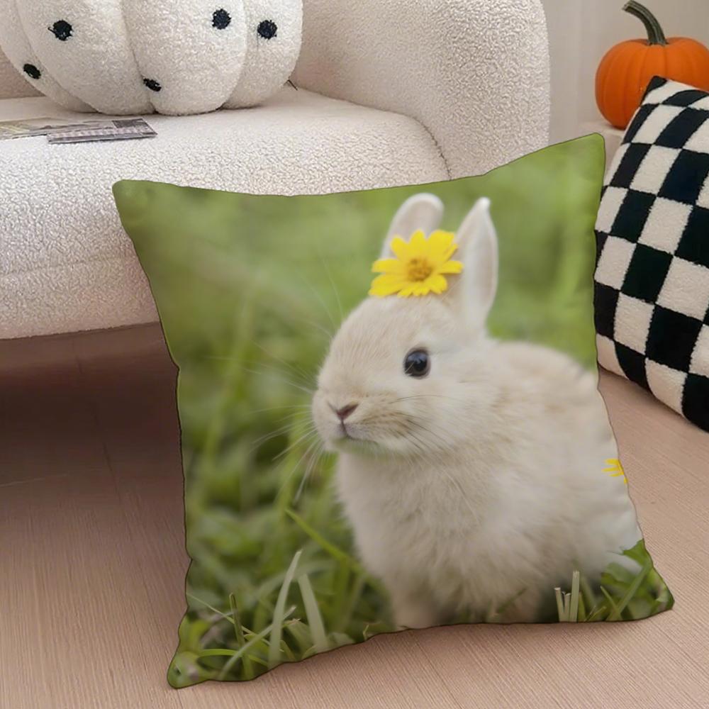 cute Pastoral rabbit Cushion Cover Throw Pillow Cover Hidden Button Durable Polyester Chair Cushion