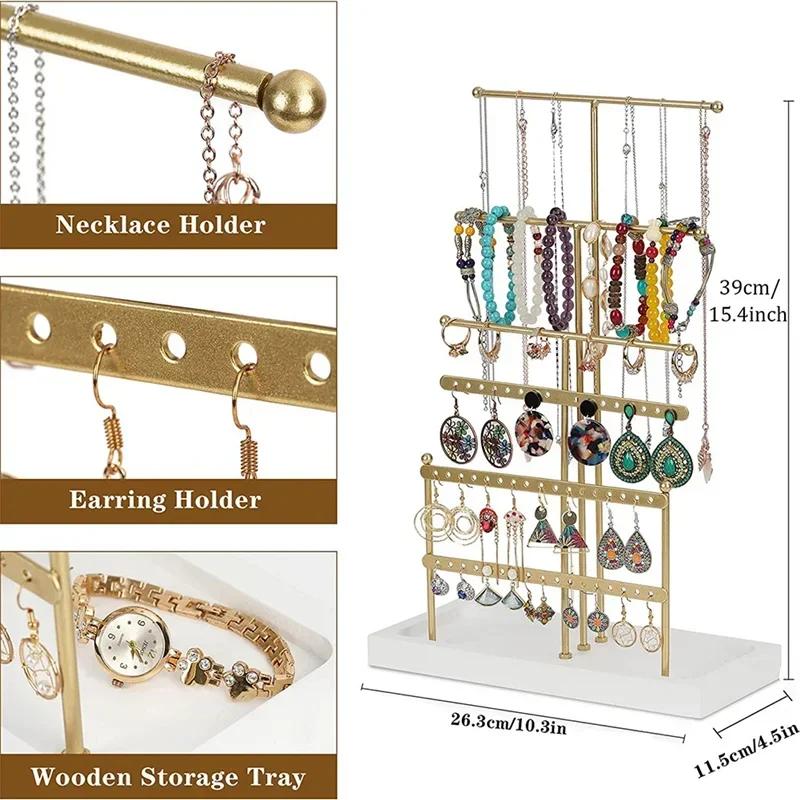 Jewelry Organizer Tabletop Jewelry Holder Earring Necklace Bracelet  Jewelry Tree Display Stand with Tray