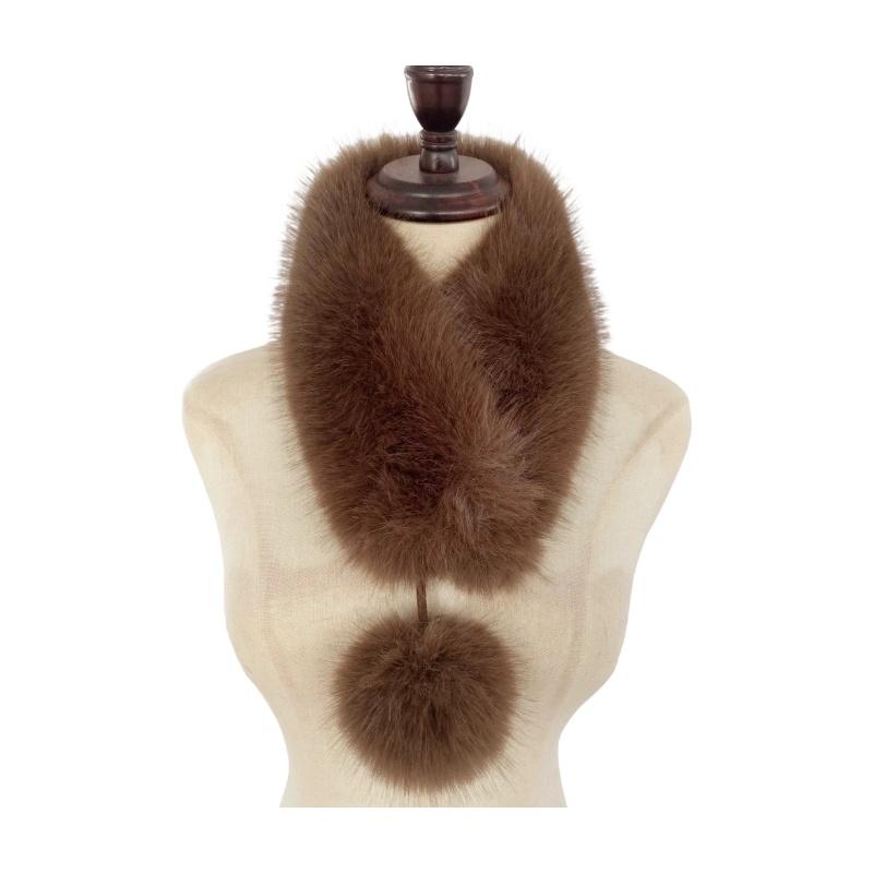 Luxury Velvet Texture Winter Outdoor Warm Scarf Solid Color Soft Faux Fur Collar Thickened Neck Scarf For Women
