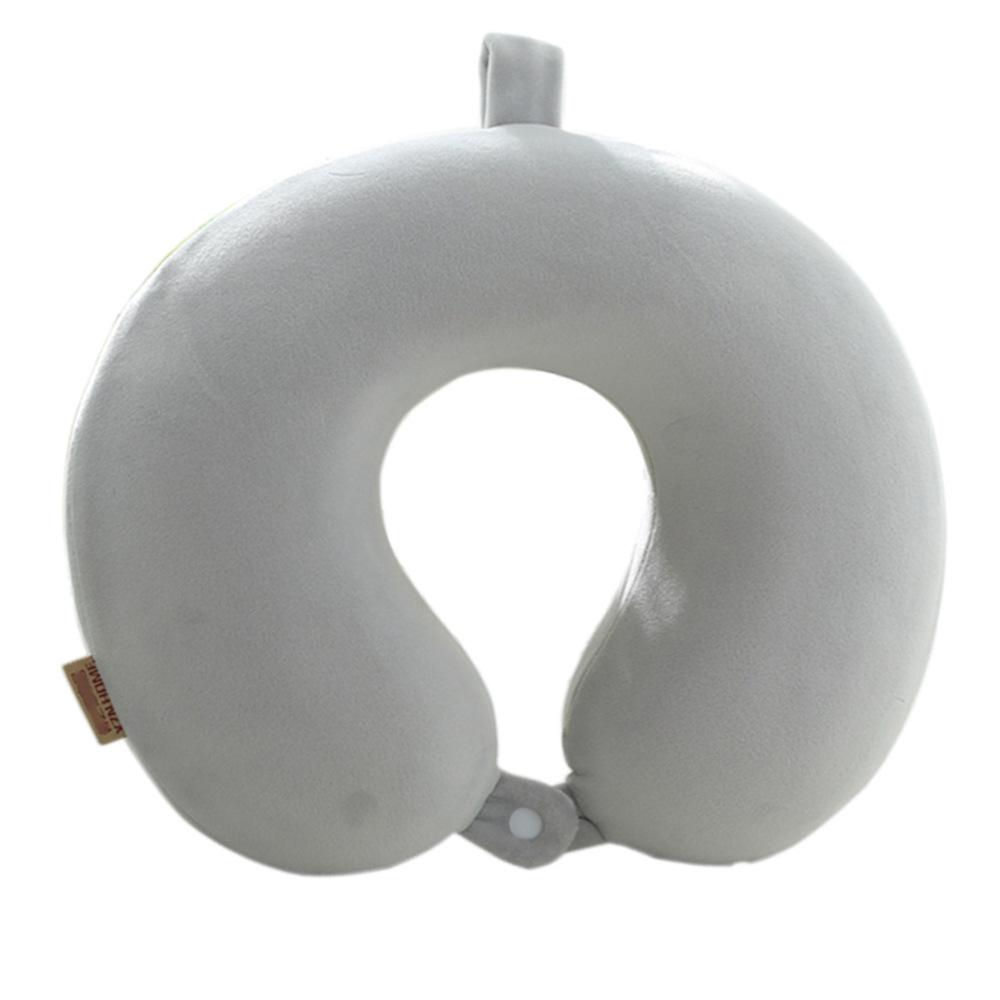U-Shaped Travel Neck Pillow with Embroidered Logo - Solid Color Memory Foam Design