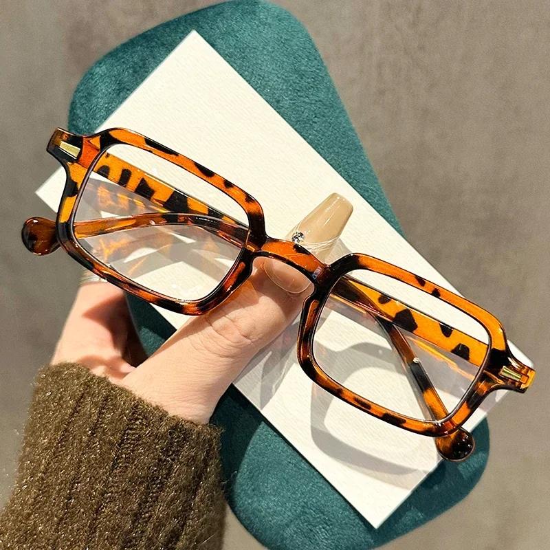Leopard Small Square Frame Presbyopia Glasses Women Men Anti-Blue Light Glasses Optical Prescription Eyeglasses +1.0 TO +4.0