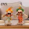 Patio Autumn Theme Decor Standing Fall Scarecrow Decoration, Rustic Halloween Thanksgiving Ornament Indoor Home with Clothes Hat for Harvest Outdoor