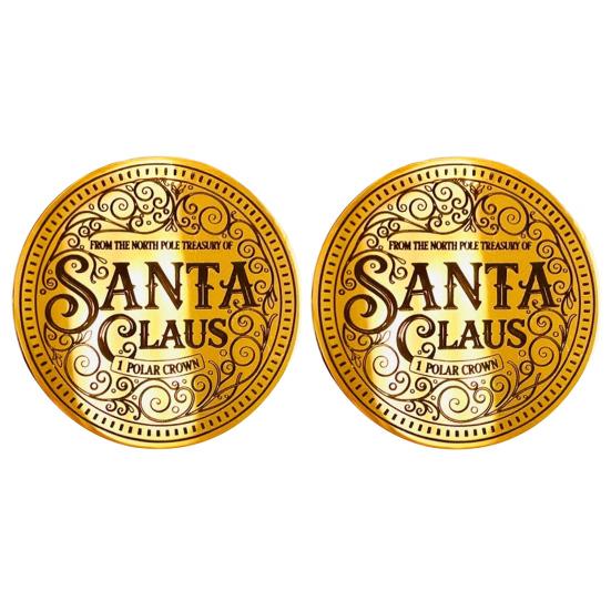Santa Gold Coin Decorative Christmas Keepsake 4cm Stainless Steel Surprise Token Festive Party Decoration