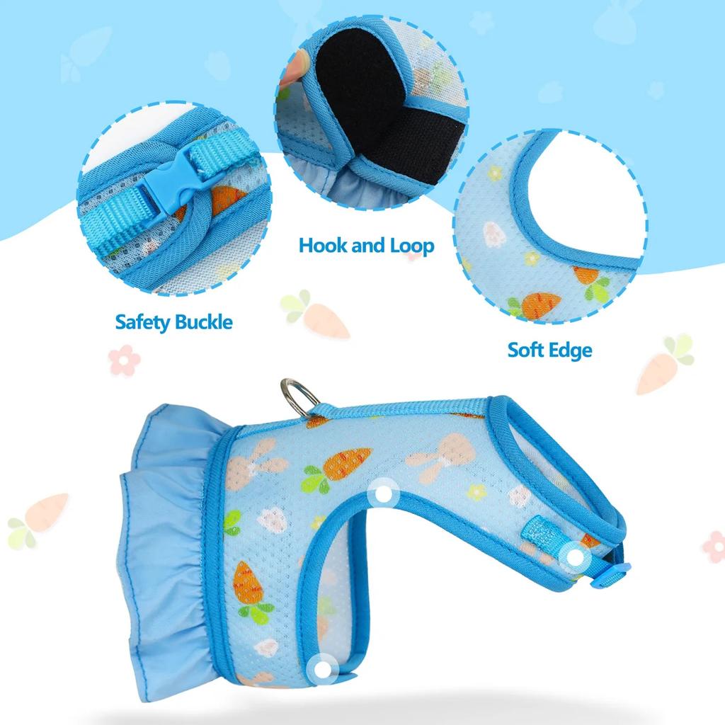 Iepure Ham cu lesă Drăguț cataramă reglabilă respirabilă plasă vestă fustă pentru iepuraș Guineea porc mic animal de companie tracțiune ham costum