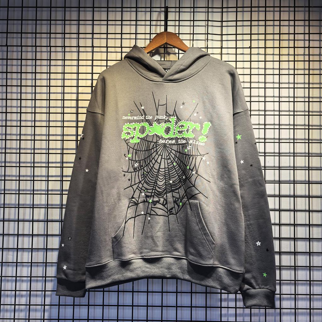 Cross-border beauty tide sp5der loose American hip-hop street casual loose and versatile pure cotton hooded sweater printing