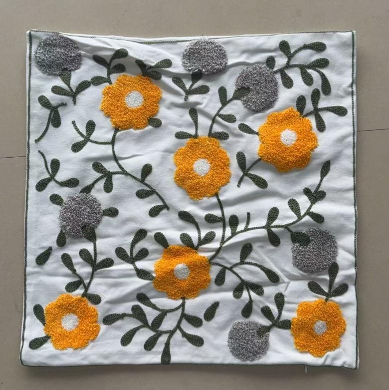 Luxuriöses pastoral gesticktes Gänseblümchen-Kissenbezug - Helles Wohnzimmer Sofa Kissen