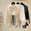 Summer Womens Thin Cardigan Hollow Out Korean Style Loose Long Sleeve Chiffon Shirt Jacket Casual Outwear