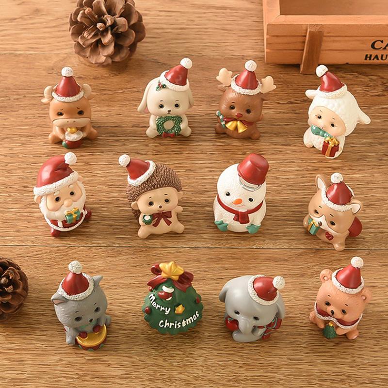 Christmas Series Craft Resin Animal Party Creative Mini Christma Tree Old Girl Kids Cute Gift Home Decoration Supplies Decor