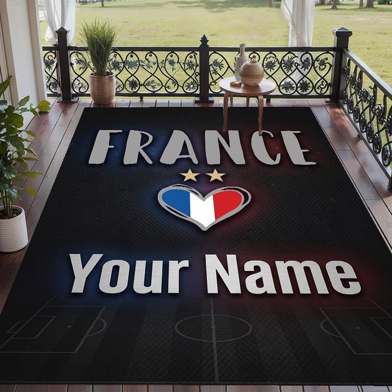 Custom Text Printed Rug France national football team Non Slip Floor Carpet For Home Room Decor