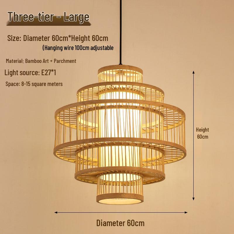 Retro Zen Bamboo Weaving Pendant Lamp for Restaurants & Teahouses