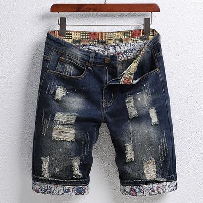 Punch Patch Five Point Jeans Muži 2023 Trendy Značka Móda Osobnost Trend Šortky Všestranné kalhoty Horse