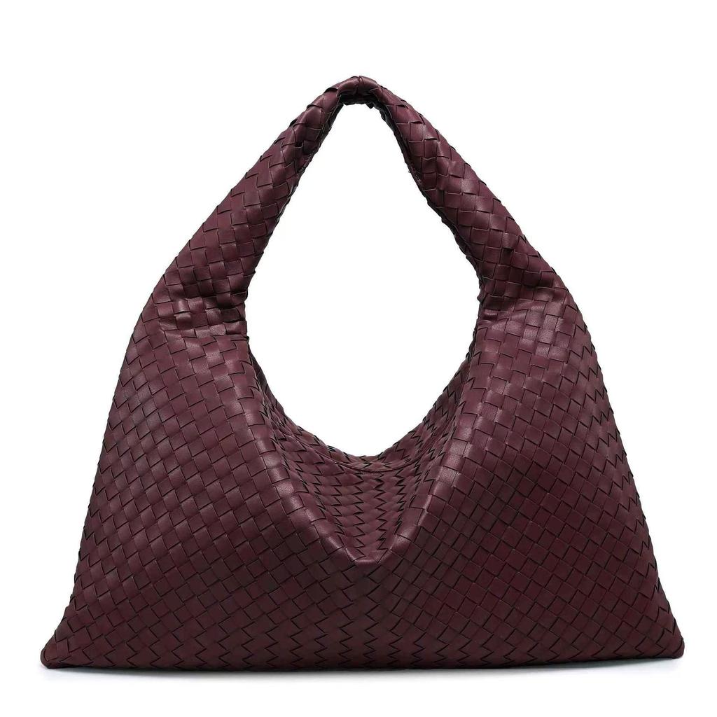 Hand-woven Solid Color Large-capacity Shoulder Bag Women's 2025 New Style Simple Casual Handbag