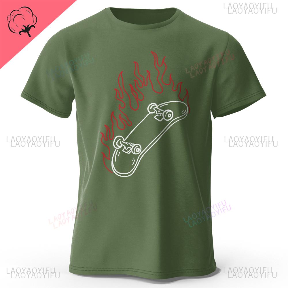 Skateboard Lovers Summer Mens Graphic Casual Oneck TShirt Personalized Cotton Style Tops Tees for Fashion Streetwear Clothes
