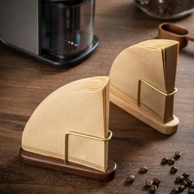 Wooden Coffee Filter Holder Storage Box Fan Shape V Shape Coffee Filter Storage Rack Household Coffee Accessories Barista Tools