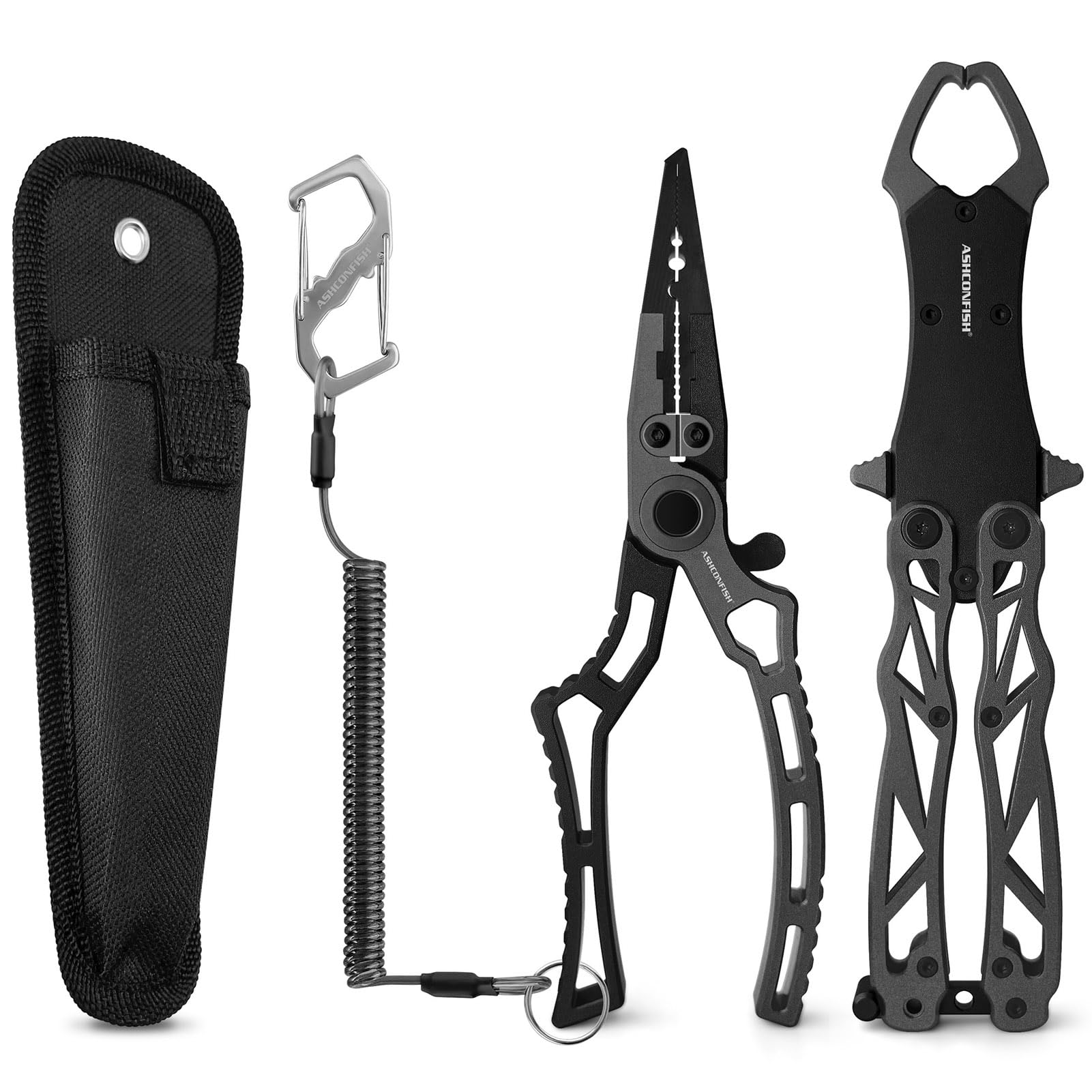 

ASHCONFISH Рыбалка Плетеный шнур PE Легкий Анодированный Алюминий Компактный Рыболов с Веревкой и Утеря для Морской Прудовой и Подледной Рыбалки Рукоятка, Резак, Сплав,