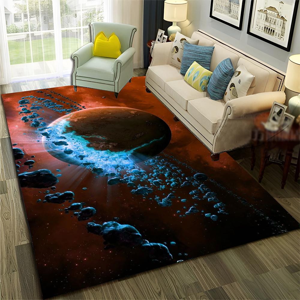 3D Univers Weltraum Galaxie Planet Stern Teppich Teppich für Zuhause Wohnzimmer Schlafzimmer Sofa Fußmatte Dekor,Kinderbereich Teppich Rutschfeste Bodenmatte