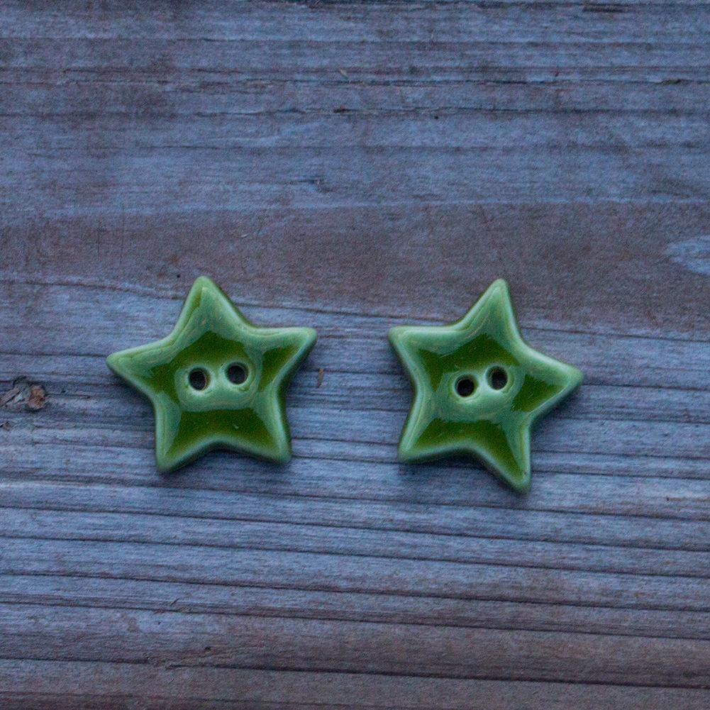 15mm Colorful Ceramic Star Buttons - Handmade Ornaments