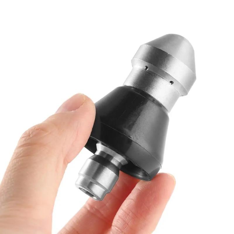 Leistungsstarke Druckrohrbaggerung, Kanalreiniger, Abflusswaschdüse, 1 Düsen nach vorne, 6 Düsen hinten, 1/4-Zoll-Schnellanschluss-Gewindedüse