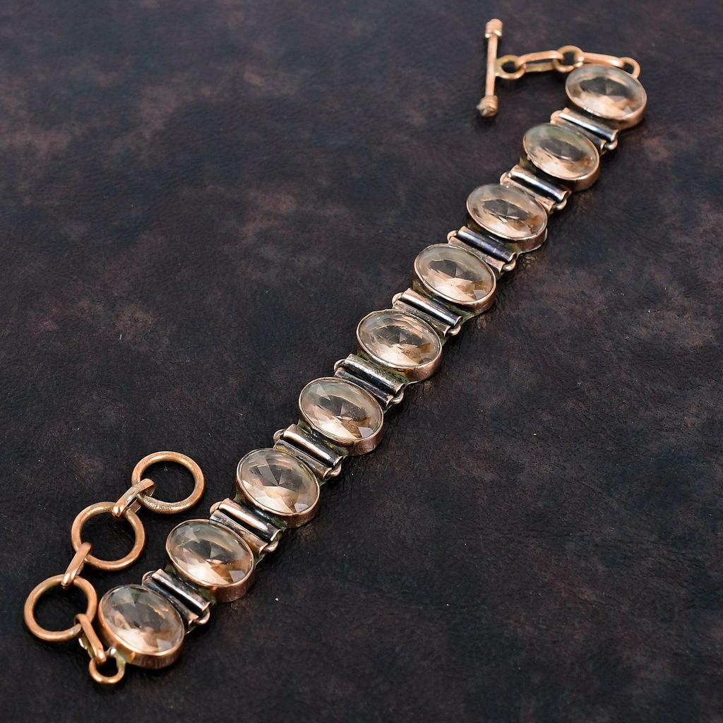 Faceted morganite bracelet copper bracelet adjustable chain bracelet elegant jewelry gemstone bracelet handmade copper jewelry gifts for her