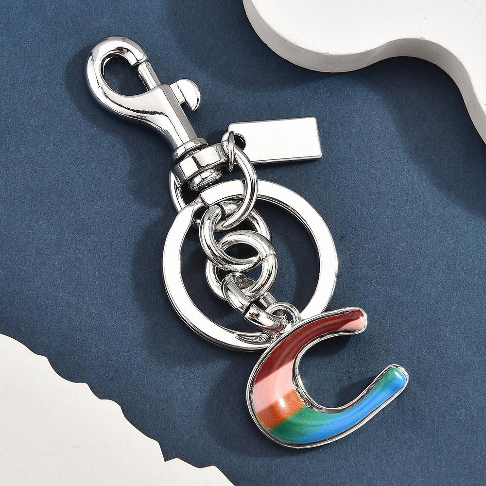 Rainbow C Letter Keychain Metallic Bag Charm For Cute Style Accessories
