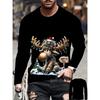 Spring Autumn Christmas Series 3D Printed Comfortable Round Neck T-shirt Loose Casual Sports Versatile Men's Breathable Long Sleeve T-shirt