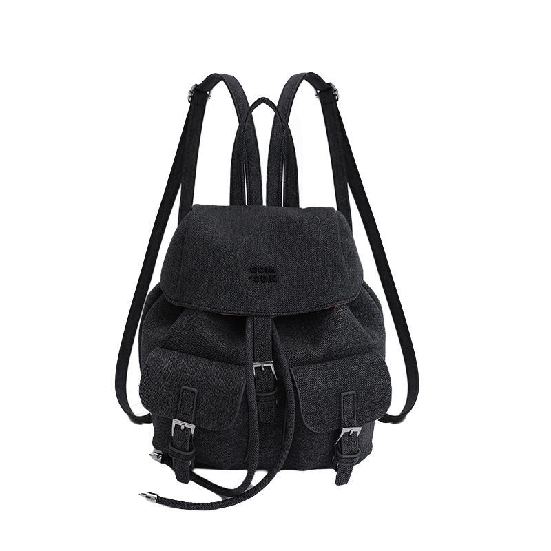 

2025 summer Korean version fashion casual backpack female niche ins style student schoolbag high value simple backpack чорний