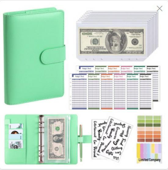 A6 Macaron PU Leather Zipper Budget Notebook with Detachable Loose-Leaf Pages