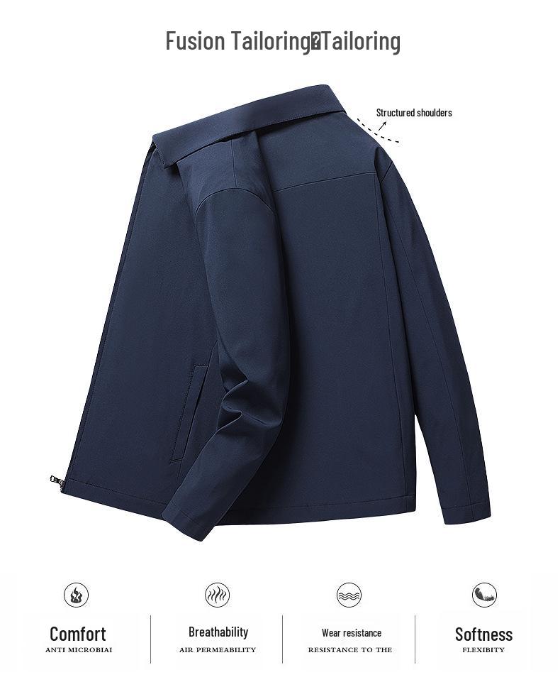 2023 Men's Spring Casual Business Jacket - Middle-Aged Fashion Trend, Turn-Down Collar