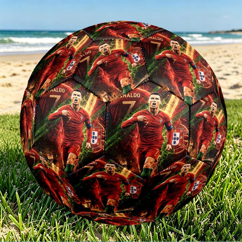 Cristiano Ronaldo Print Size 5 Soccer Ball, PU Wear Resistant Football for Match Training and Daily Practice, Birthday Gift for Soccer Fans