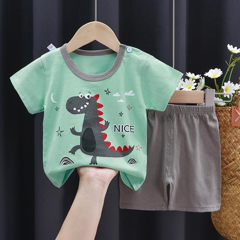 2025 Kids' Short Sleeve Summer Pajama Set - Boys and Girls Baby T-shirt and Shorts