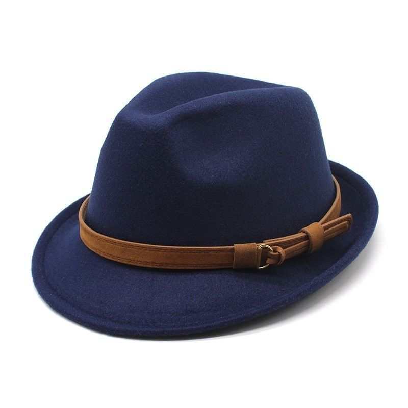 British felt hat woolen top hat gentleman's hat rolled brim belt classic jazz hat panama hat tide self-operated