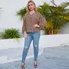 Spring and Autumn Women's Blouse Large Size Lantern Sleeve Loose Printed Shirt Long Sleeve Top
