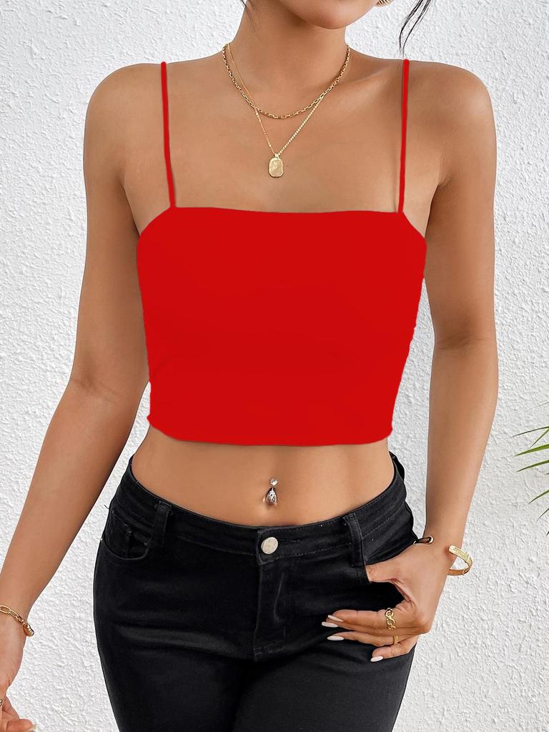 Casual Tank Top U Neck Crop Tops Frauen Sommer Camis Einfarbig Leibchen Mode Rohr Weibliche Ärmellose Gestellte Weste Y2K kleidung