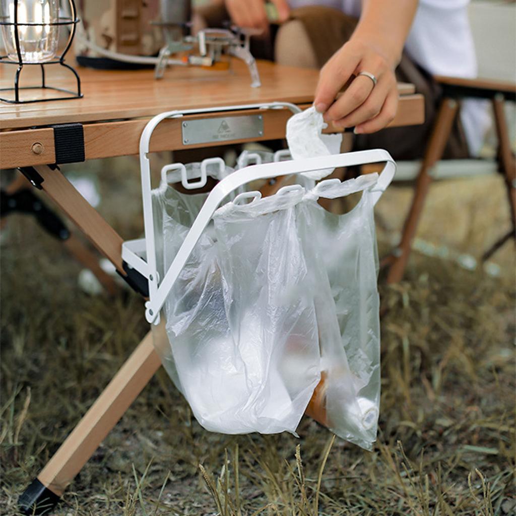 Faltbarer Müllbeutelständer Tragbar Extra Breit Dickes Eisen Müllbeutelständer für Außen Weiß